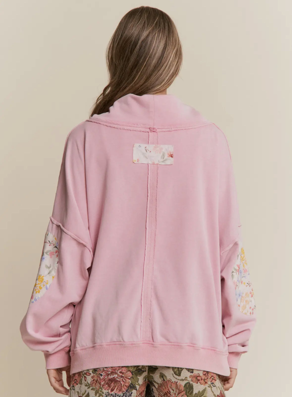 Pink Sweatshirt with patchwork