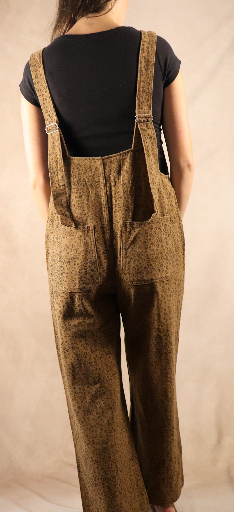 Leopard Denim Overalls
