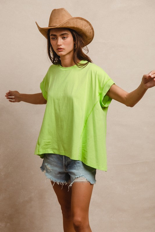Lime Green Knit Oversized Top