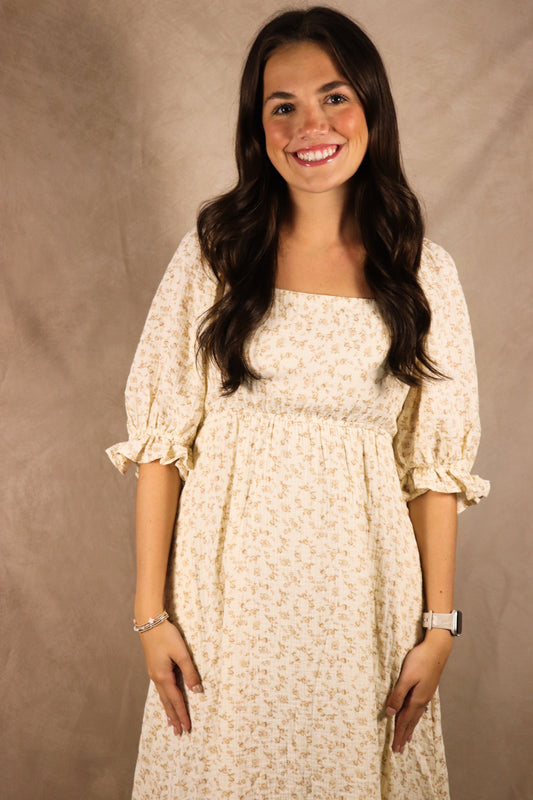The Kay| Floral Print Square Neckline Maxi Dreas