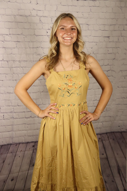 The Mabel| Floral Embroidered Midi Dress