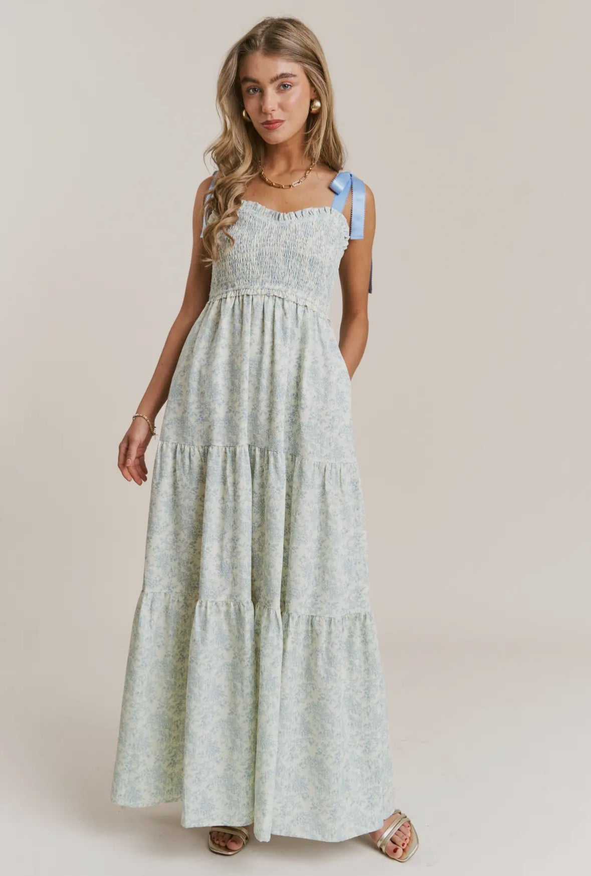The Josie| Empire Neck Line Floral Tiered Maxi Dress