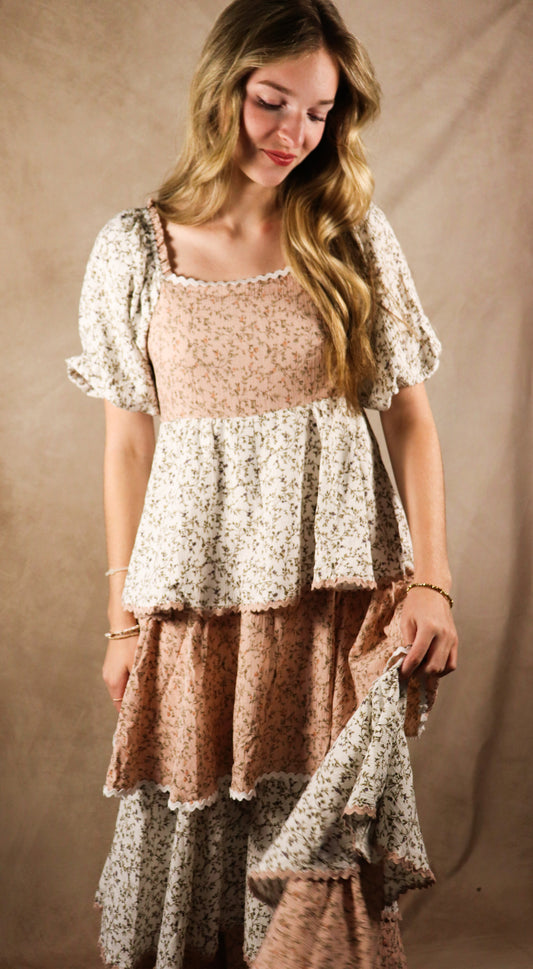 The Maya| Floral Print Multicolor Tiered Dress