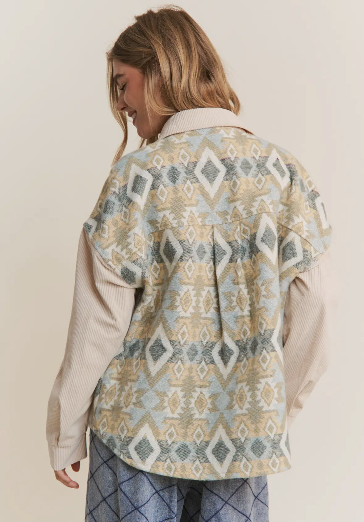 Aztec Pattern Color Block Jacket