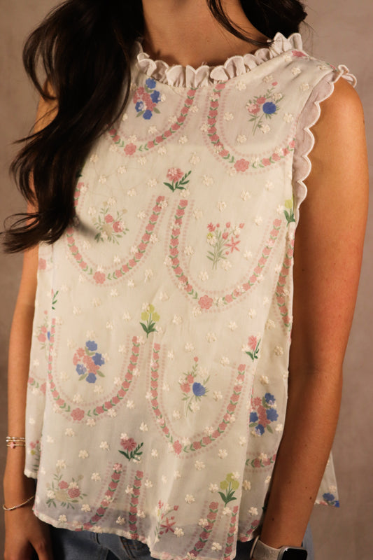 Floral Embroidered Babydoll Top
