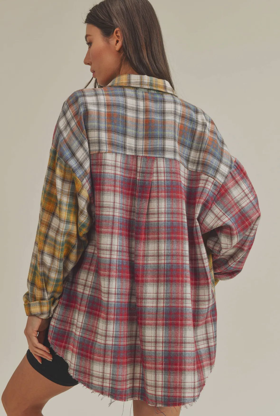 Multicolor Patchwork Flannel Top