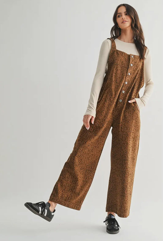 Leopard Denim Overalls