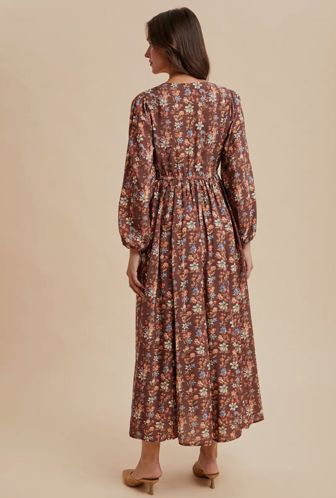 The Haley| Mocha Floral Cotton Maxi Dress