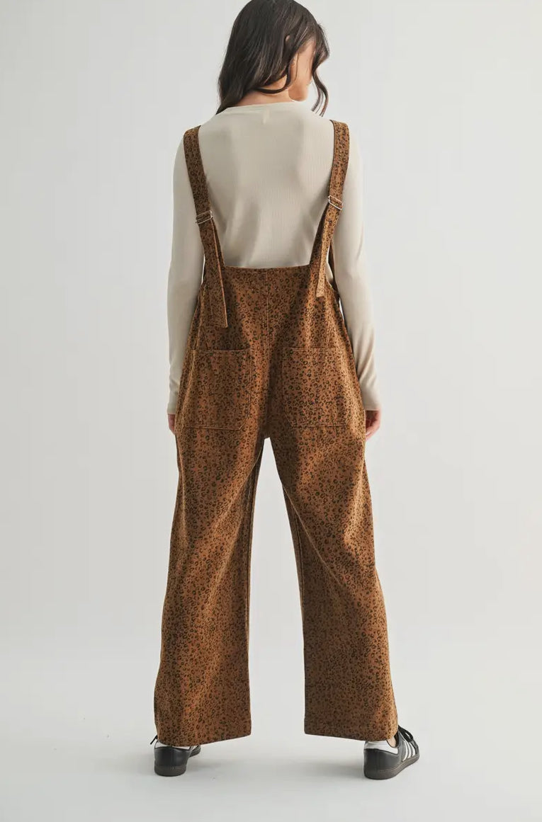 Leopard Denim Overalls