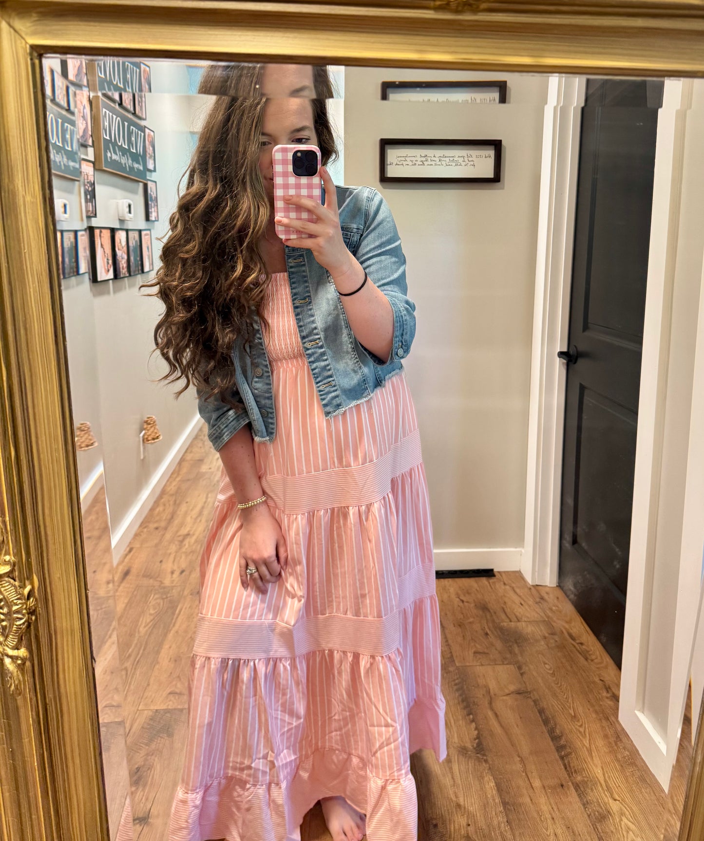 The Mallory| Coral Striped Maxi Dress