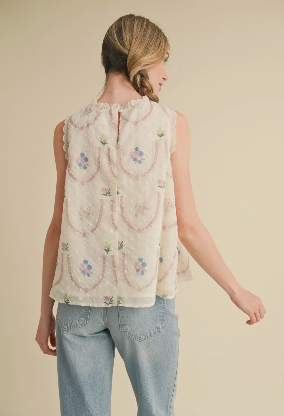 Floral Embroidered Babydoll Top