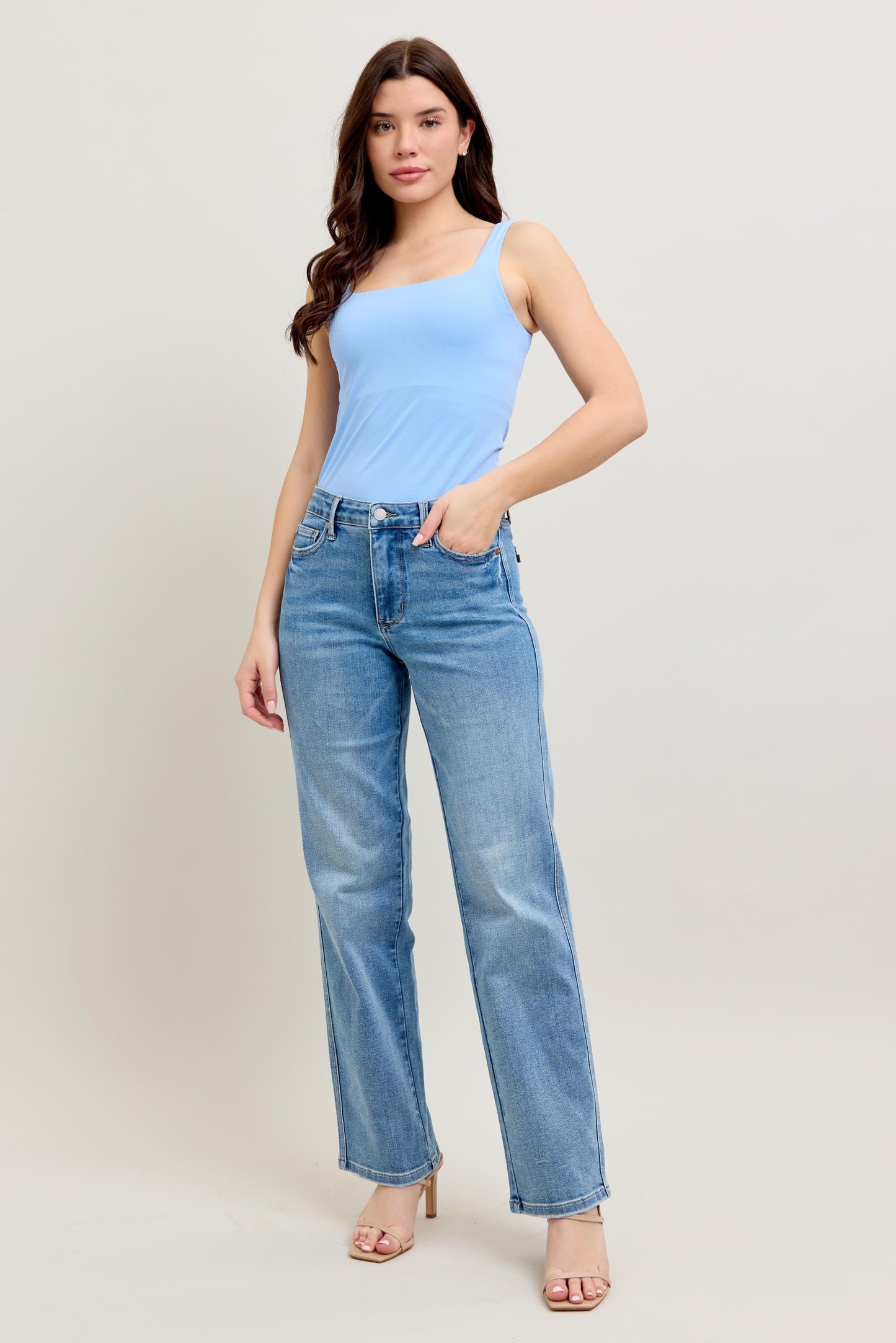 Judy Blue Tummy Control Vintage Wash Straight Jean