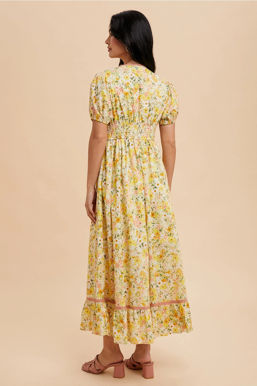 The Bella| Floral Bow Detail Maxi Dress