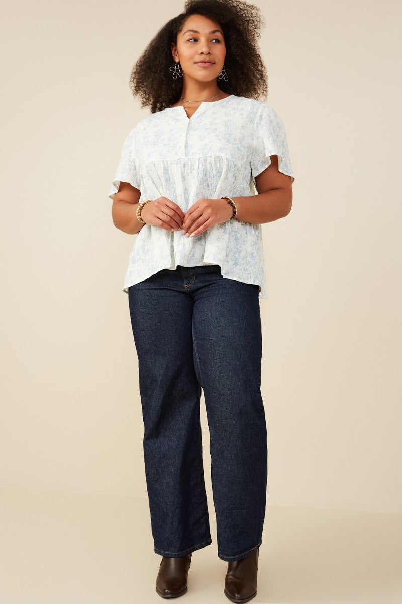 Gauze Cloud Print Blouse