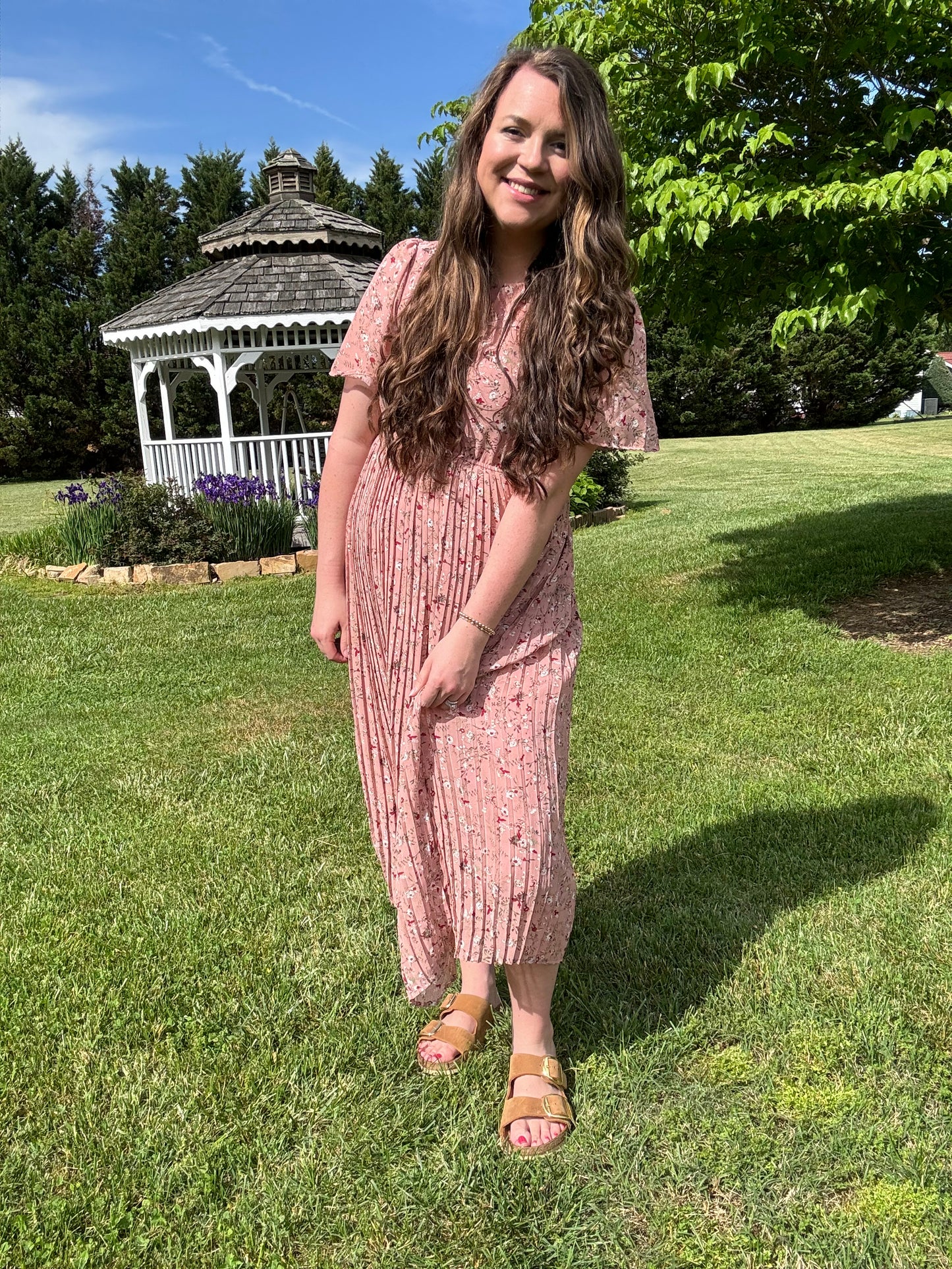 The Oaklee| Pleated Floral Midi Dress