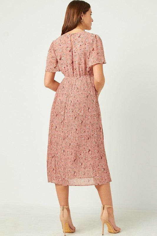 The Oaklee| Pleated Floral Midi Dress