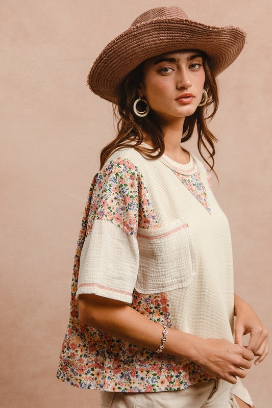 Floral Stitch Detail Top